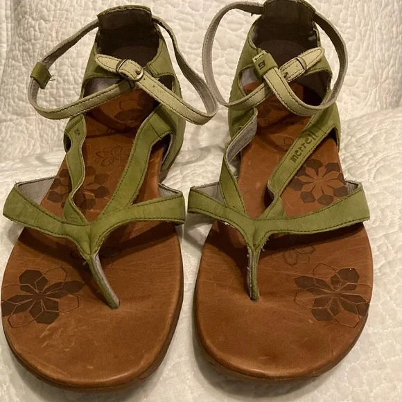 Merrell Shoes Green Merrill Leather Womens Sandals Poshmark